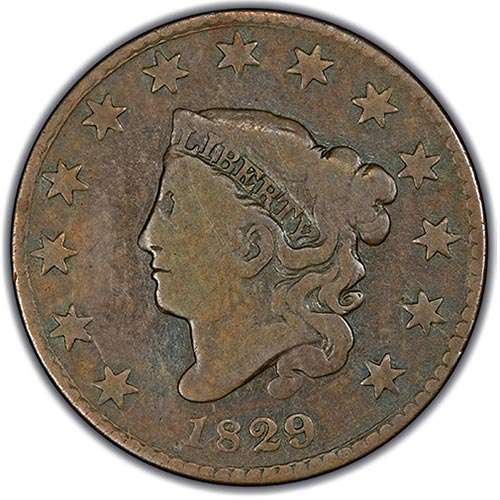 1835 Coronet Head Large Cent - Sml. 8, Stars VG8