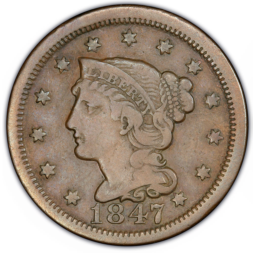 1843 Braided Hair Large Cent F15