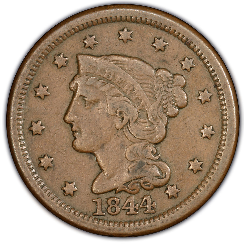 1849Braided Hair Large Cent VF20