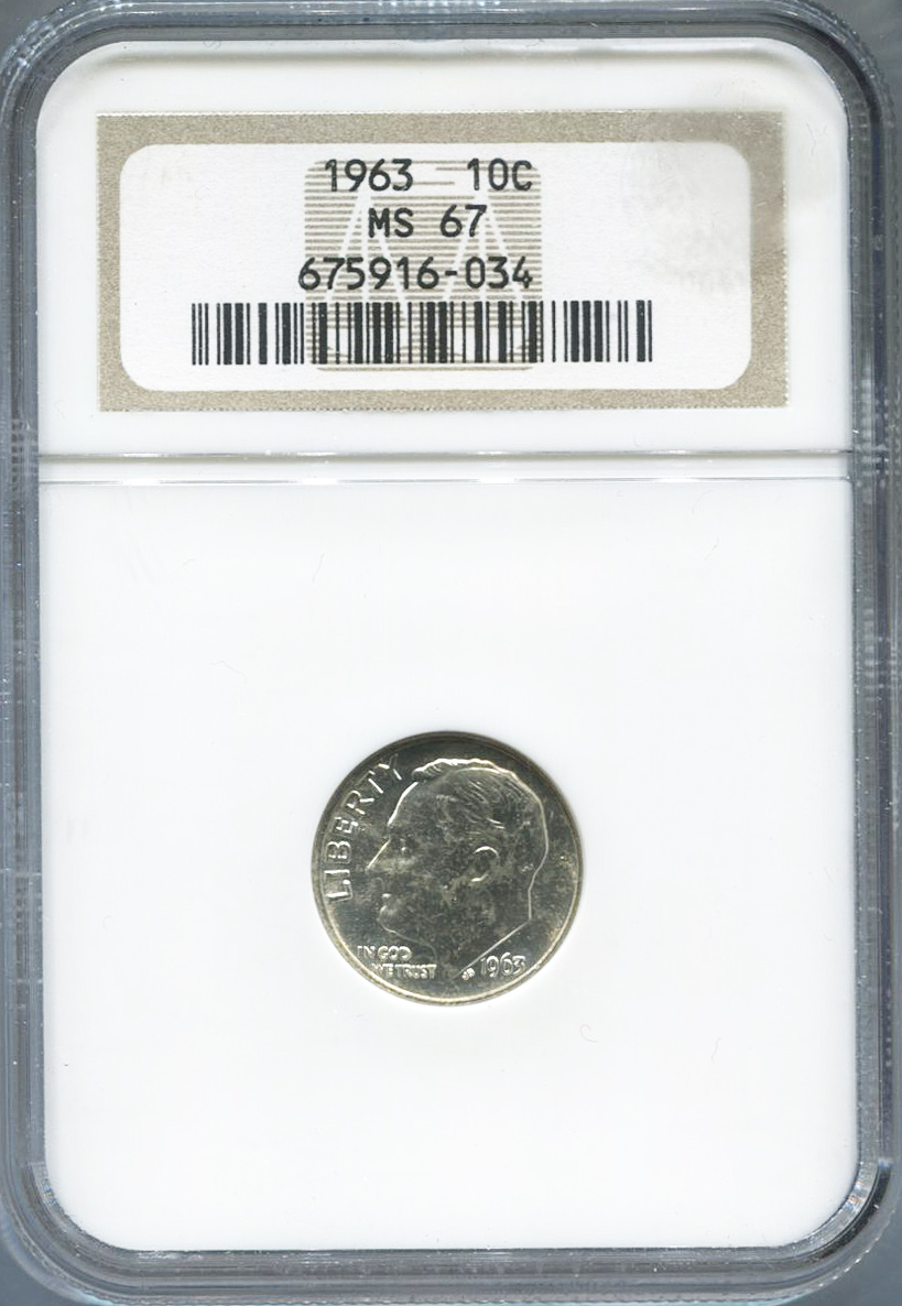 1963 NGC Roosevelt Dime MS 67