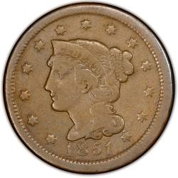 1852 Braided Hair Large Cent F12