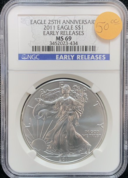 2011 Silver Eagle NGC MS69 Early Release